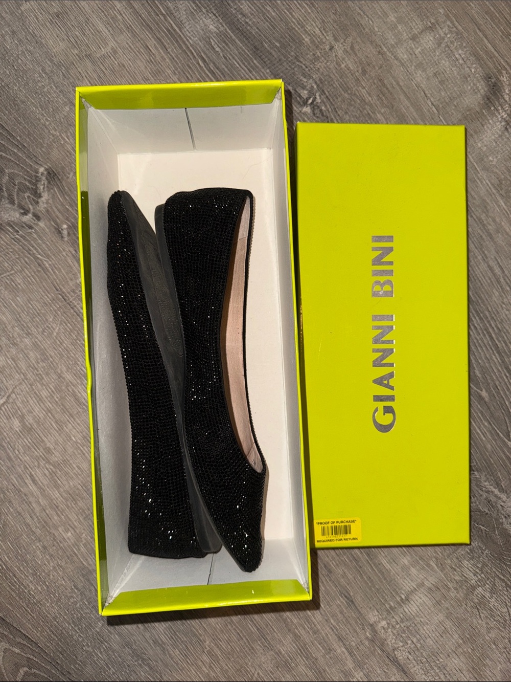 Gianni Bini Black Sparkle Pointed Toe Ballet Flats